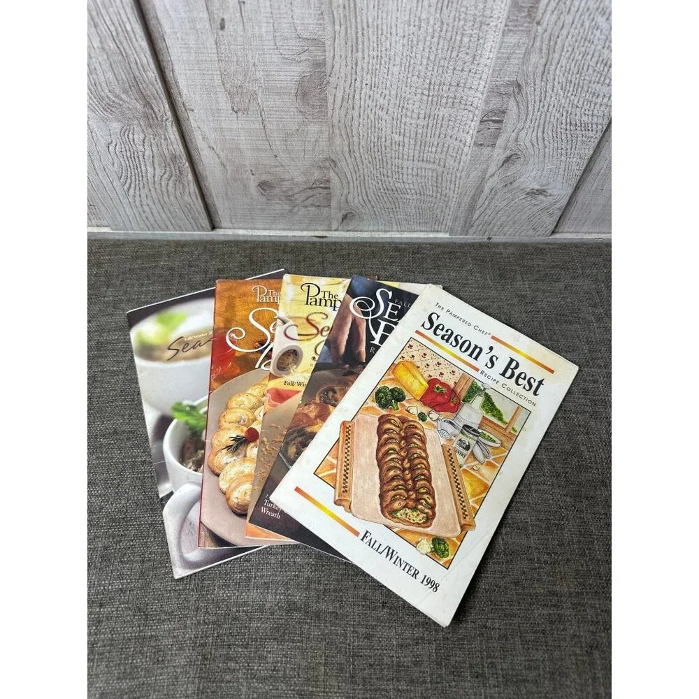 5 Pk Pampered Chef Seasons Best Fall/Winter 1998 2000 2001 2002 2008 Cookbooks